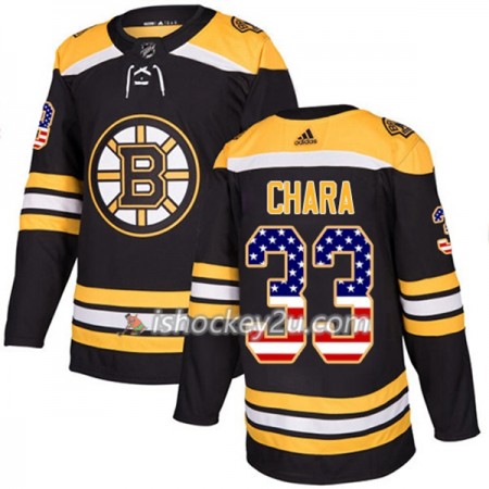 Mænd NHL Boston Bruins Trøje Zdeno Chara 33 Adidas 2017-2018 Sort USA Flag Fashion Authentic
